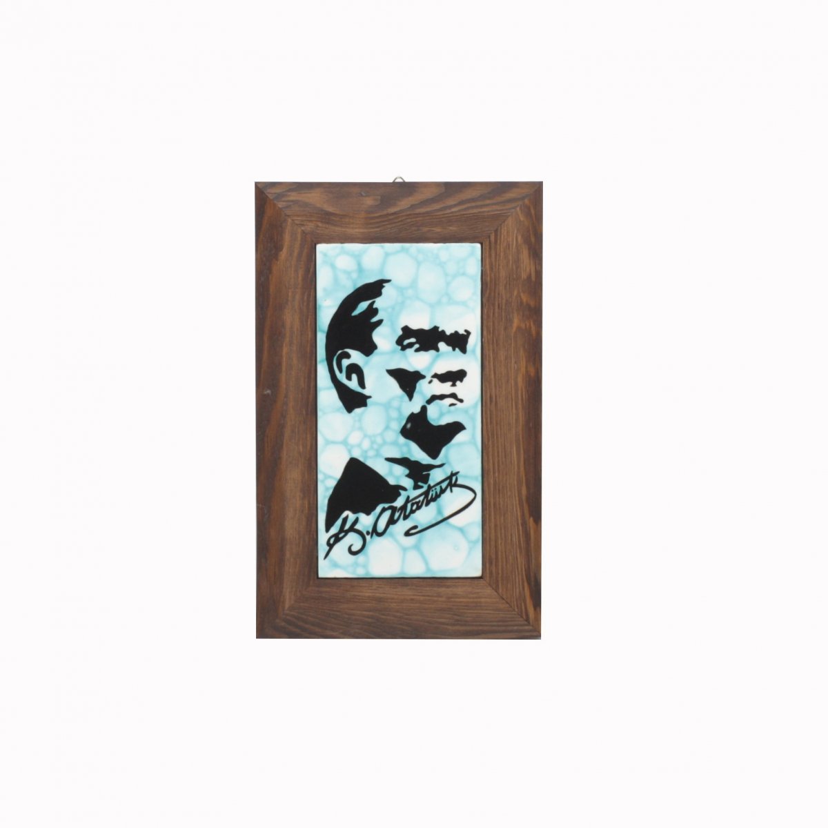 Atatürk Ve İmza Dekorlu Çini Tablo Çerçeveli 18x28 Cm