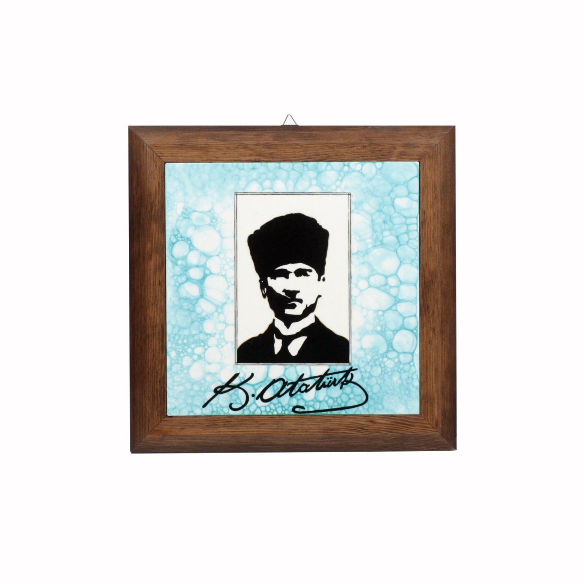 Atatürk Dekorlu Çini Tablo Çerçeveli 28x28 Cm