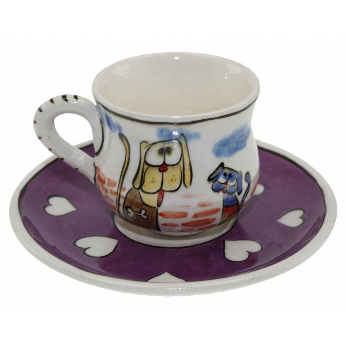 Miskin Köpek Dekorlu Kişiye Özel Çini Kahve Fincanı 5x8 Cm 