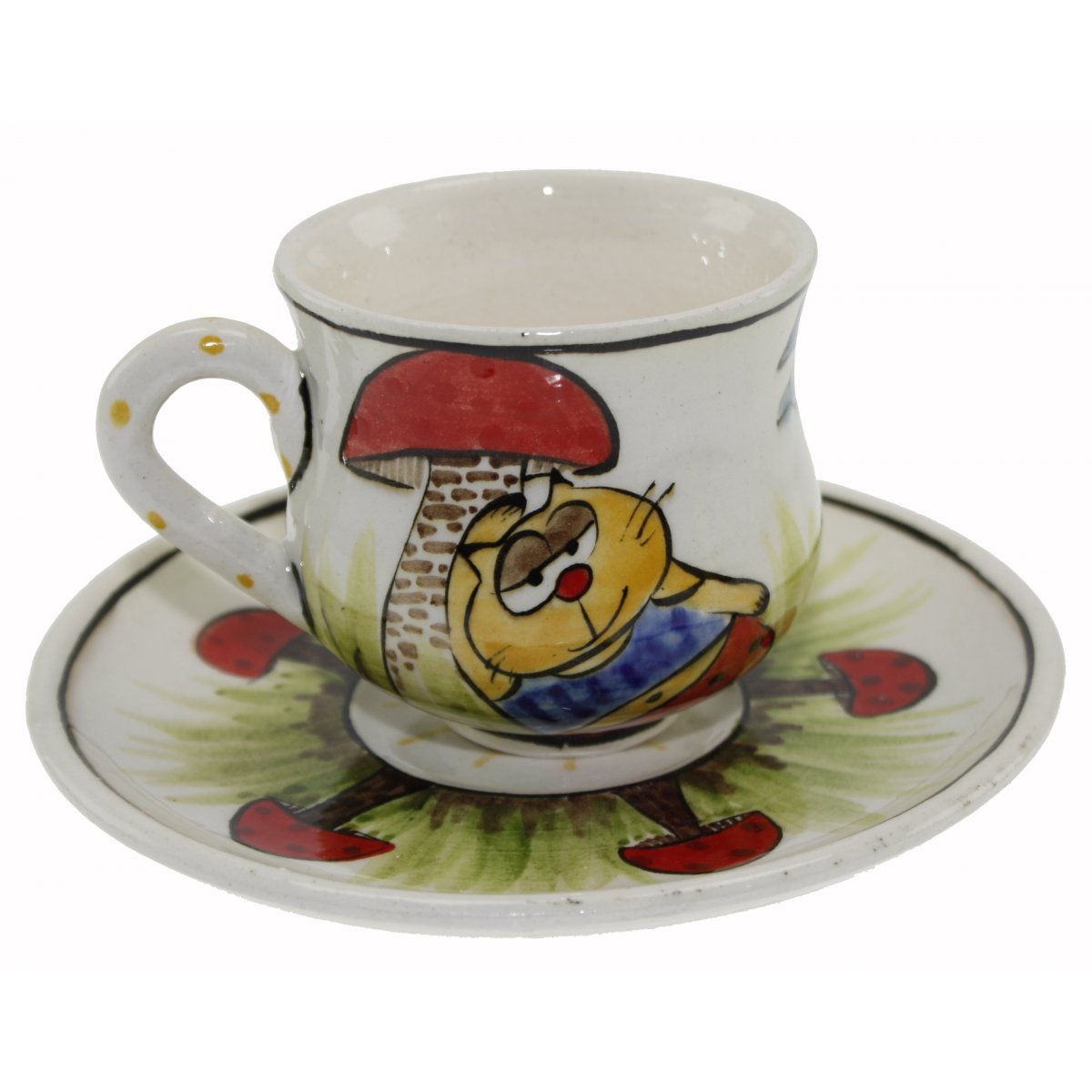 Papyonlu Kedi Dekorlu Kişiye Özel Çini Kahve Fincanı 5x8 Cm