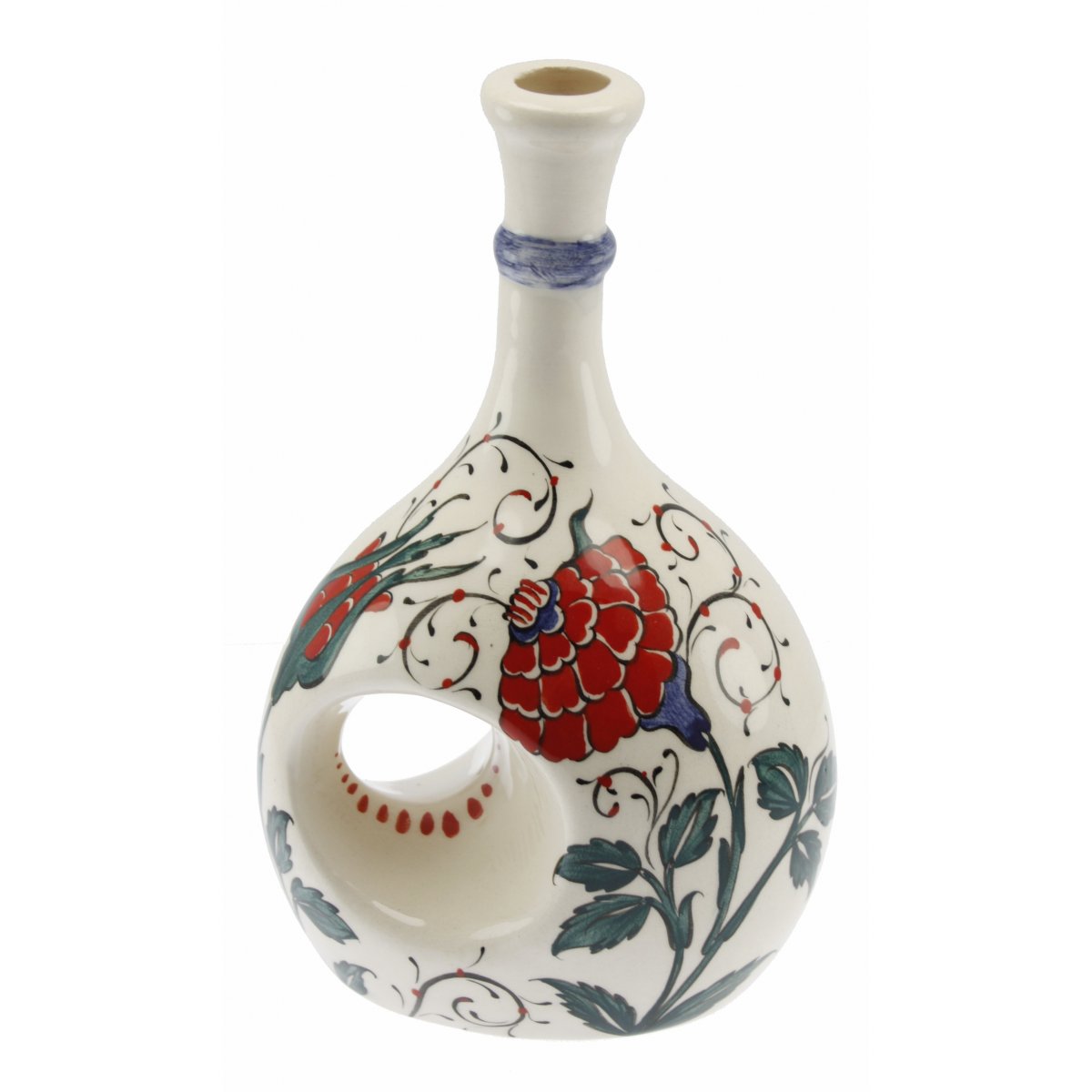 Narçiçeği Dekorlu Seramik Zeytin Yağı Şişesi 500 Gr 14x20 Cm 