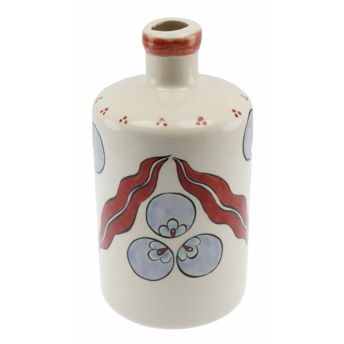 Dudaklı Çintemani Dekorlu Seramik Zeytin Yağı Şişesi 500 Gr 10x17 Cm 