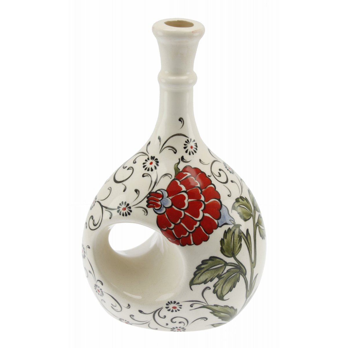 Narçiçeği Dekorlu Seramik Zeytin Yağı Şişesi 500 Gr 14x20 Cm 