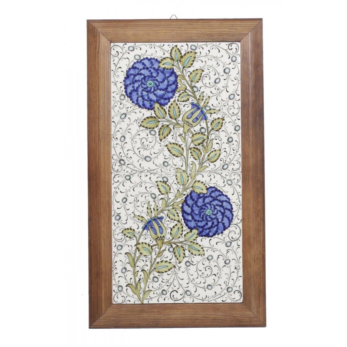 Haliç Zemin Nar Çiçeği Dekorlu Çini Tablo Çerçeveli 28x48 Cm