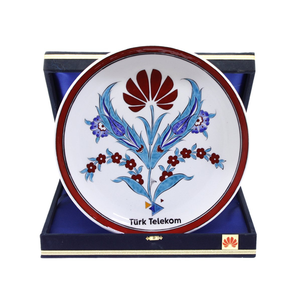 OTANTİK ÇİNİ Huawei Firmasına Kurumsal Hediyelik Huawei Çiçeği Dekorlu Kadife Kutulu 30 Cm Tabak