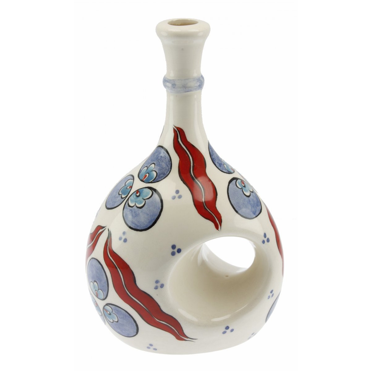 Dudaklı Çintemani Dekorlu Seramik Zeytin Yağı Şişesi 500 Gr 14x20 Cm 