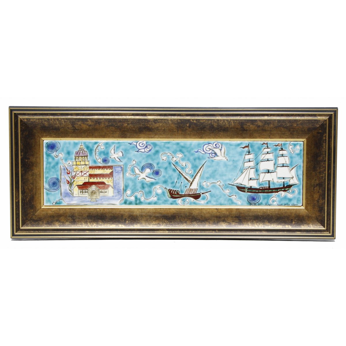 İstanbul Minyatürü Dekorlu Dekoratif Çini Çerçeveli Tablo 50X20 Cm