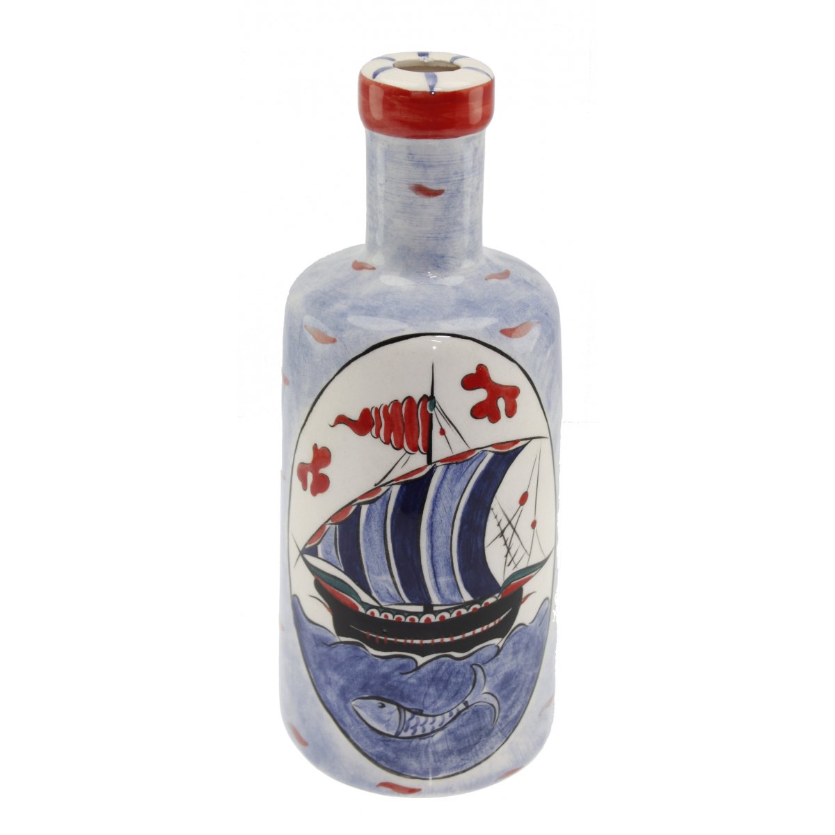 Kalyon Dekorlu Seramik Zeytin Yağı Şişesi 500 Gr 9x20 Cm