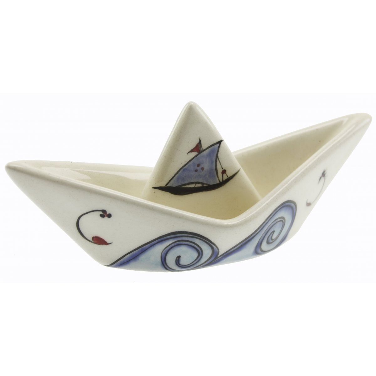 Kalyon Dekorlu Seramik Gemi Biblo Kase 6x13 Cm