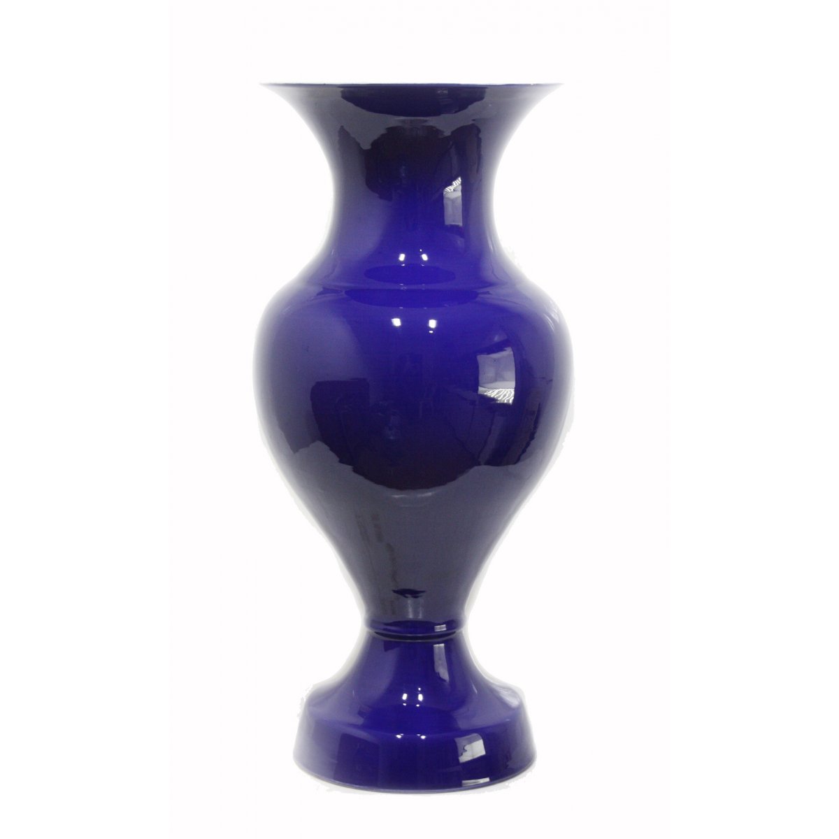 Mavi Zemin Dekorlu Dekoratif Çini Elhamra Vazo 30x50 Cm