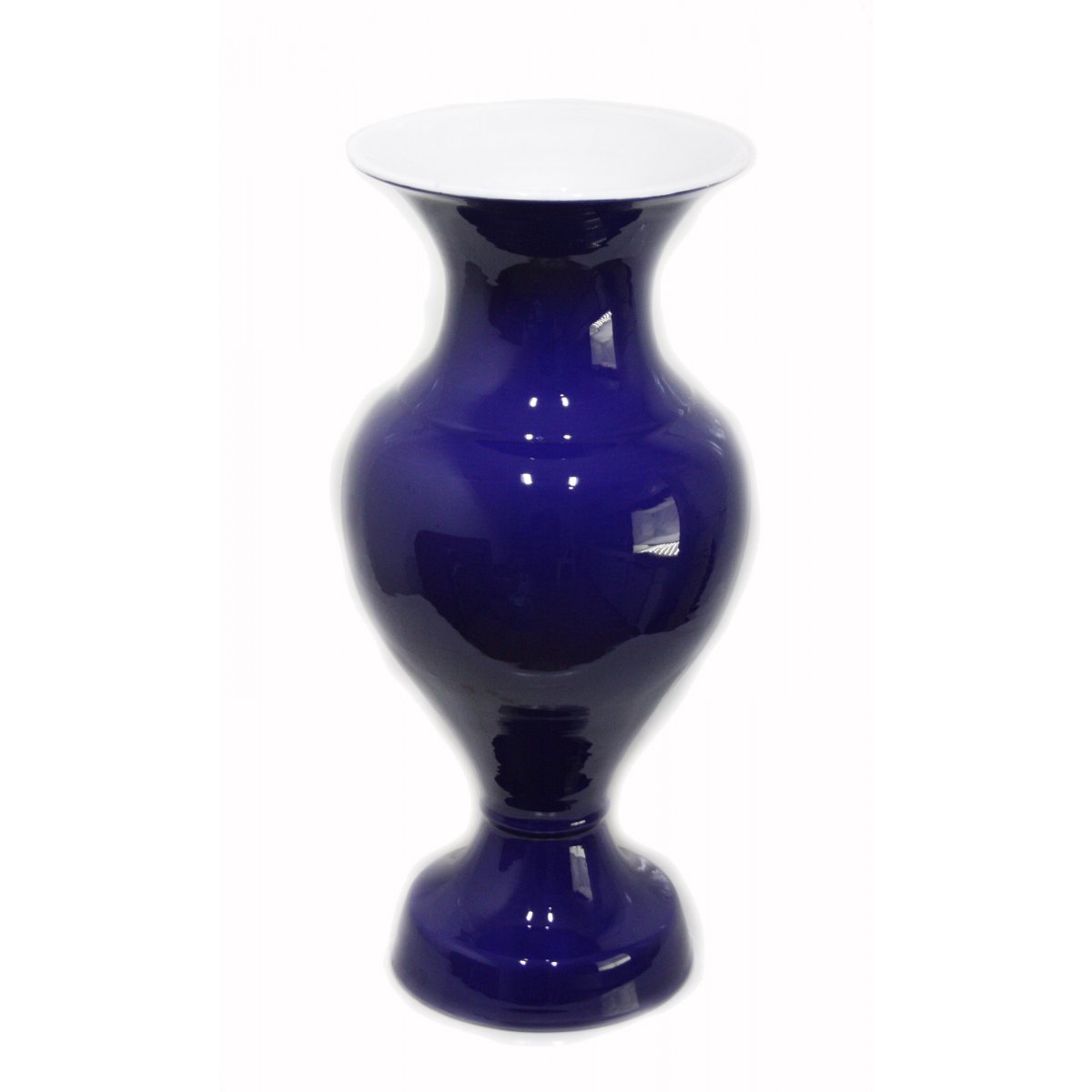 Mavi Zemin Dekorlu Dekoratif Çini Elhamra Vazo 30x50 Cm