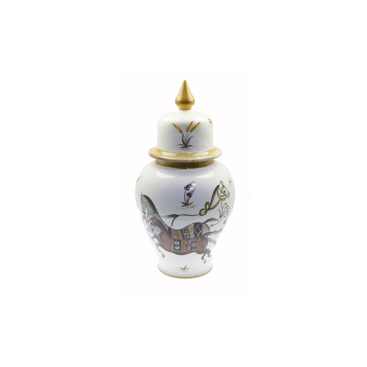 Minyatür Atlıları Dekorlu Dekoratif Çini Şah Vazo 22x40 Cm 