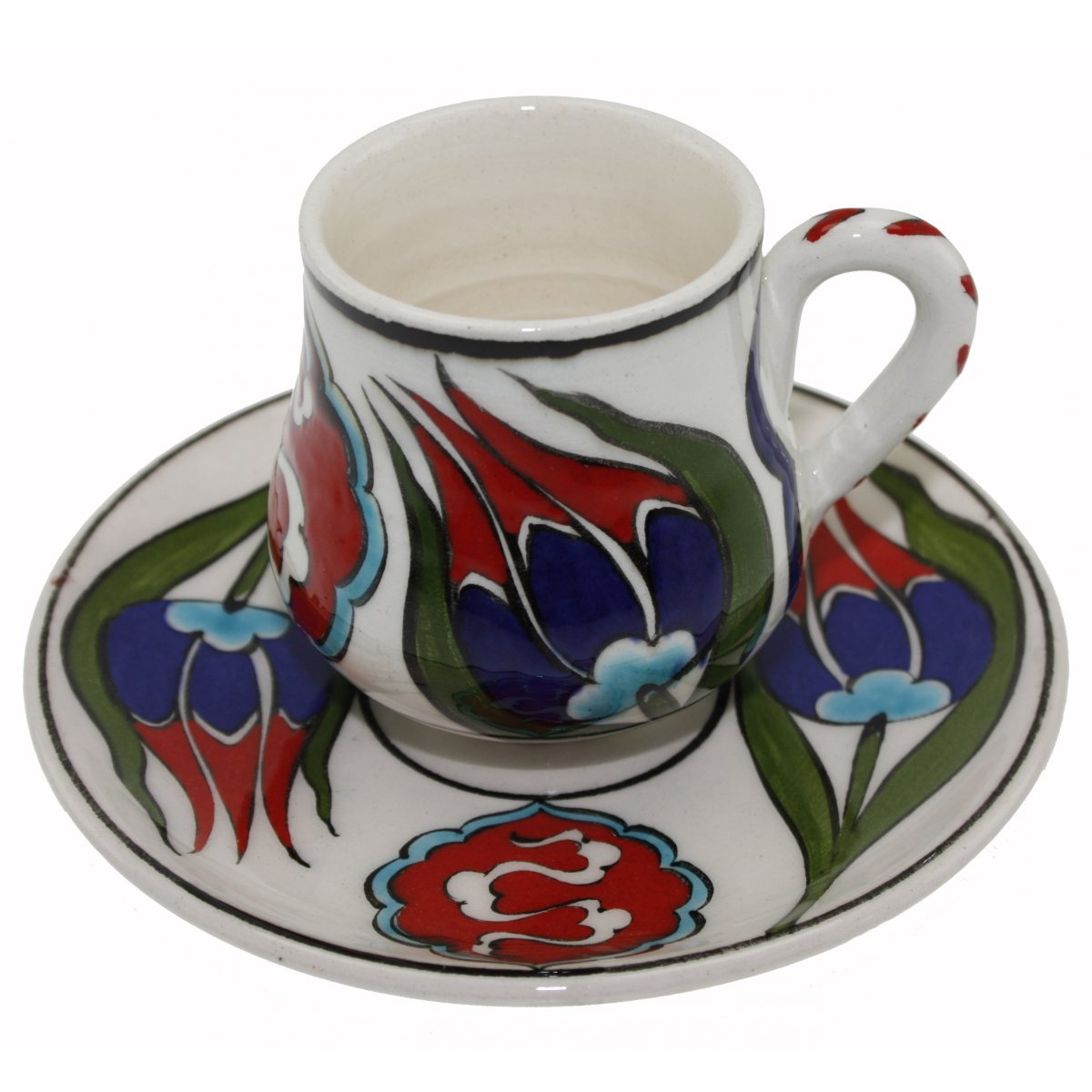 Lale Dekorlu Kişiye Özel Çini Kahve Fincanı 5x8 Cm