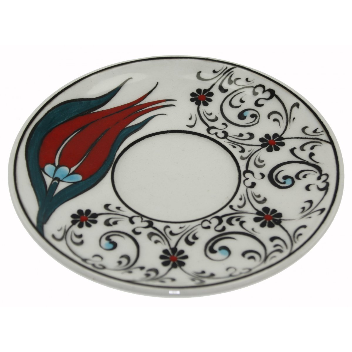 Haliç Zemin Lale Dekorlu Ve Lokumluklu 2 Li Çini Kahve Fincan Seti 5x8 Cm