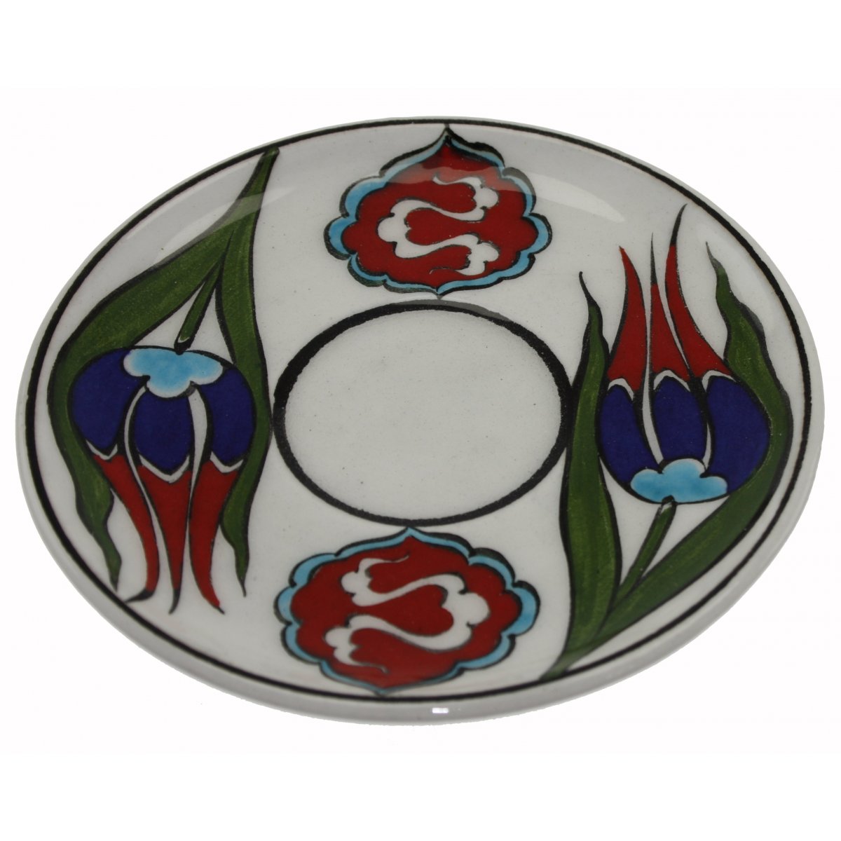 Lale Dekorlu Ve Lokumluklu 2 Li Çini Kahve Fincan Seti 5x8 Cm