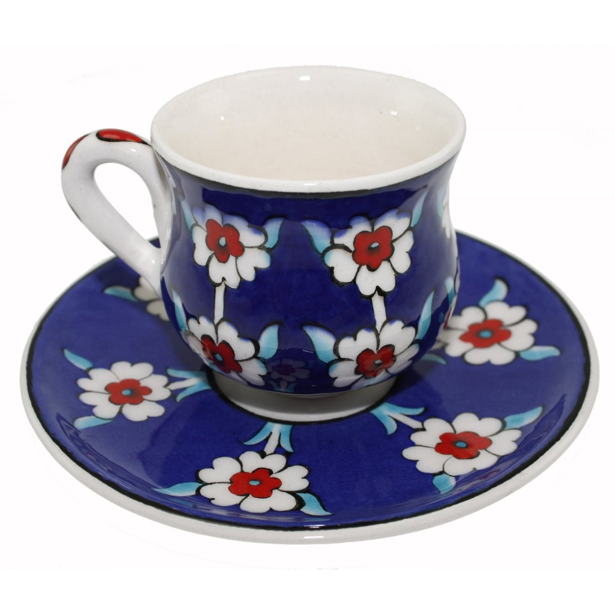 Mavi Zemin Hayat Ağacı Dekorlu Kişiye Özel Çini Kahve Fincanı 5x8 Cm