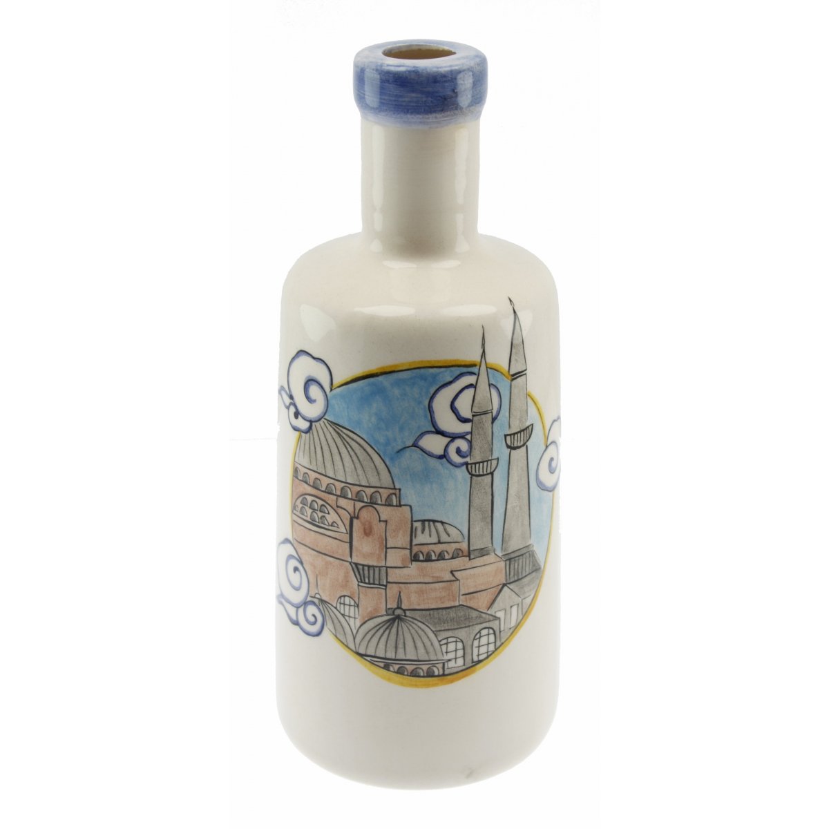 Ayasofya İstanbul Minyatürü Dekorlu Seramik Zeytin Yağı Şişesi 500 Gr 9x20 Cm 