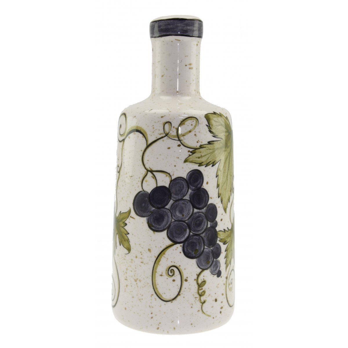 Üzüm Ve Asma Yaprağı Dekorlu Seramik Zeytin Yağı Şişesi 500 Gr 9x20 Cm 
