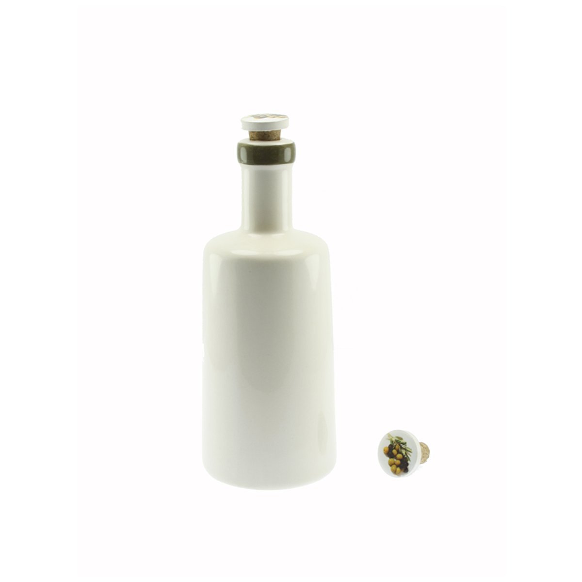 Kurumlara Ve Firmalara Tasarımlar Zeytin Dalı Dekorlu Seramik Zeytinyağı Şişesi 500 Gr 9x20 Cm 