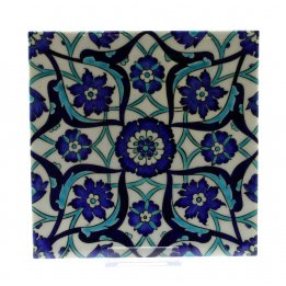 Lotus Çiçeği Dekorlu Kuvars Çini Karo 20x20 Cm 