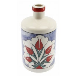 Lale Dekorlu Seramik Zeytin Yağı Şişesi 500 Gr 10x17 Cm 