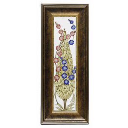 Hayat Ağacı Dekorlu Dekoratif Çini Çerçeveli Tablo 20X50 Cm