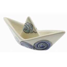 Dalga Dekorlu Seramik Gemi Biblo Kase 6x13 Cm