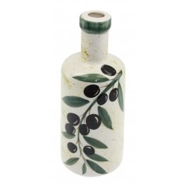 Zeytin Ve Zeytin Dalı Dekorlu Seramik Zeytin Yağı Şişesi 500 Gr 9x20 Cm